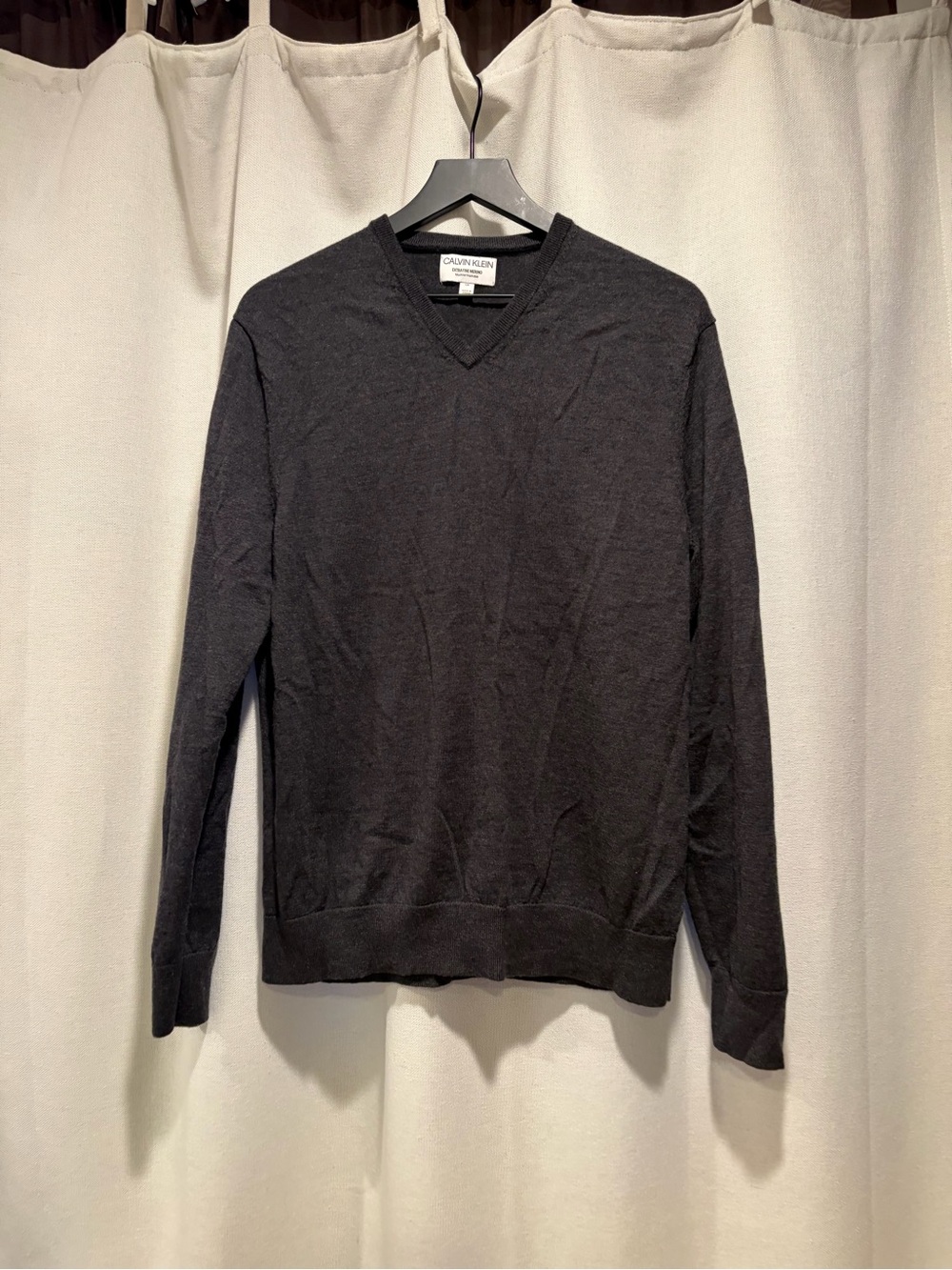 Calvin Klein Men's V-Neck Sweater in Charcoal *See All Photos*